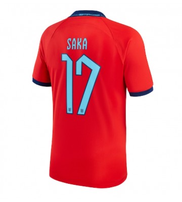 Anglia Bukayo Saka #17 Koszulka Wyjazdowych MŚ 2022 Krótki Rękaw